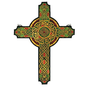 Jeweled Celtic Cross - 25 X 34 Inch Stained Glass Window