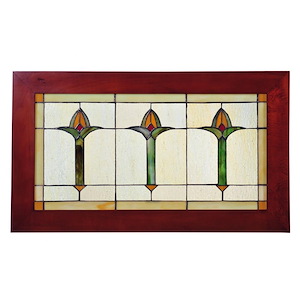 Arts &amp; Crafts Bud - 24 X 14 Inch Trio Stained Glass Window