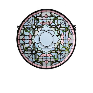 20 Inch W X 20 Inch H Tulip Bevel Medallion Stained Glass Window