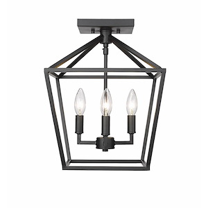 4 Light Semi-Flush Mount-14.25 Inches Tall and 12 Inches Wide