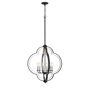 6 Light Pendant-74 Inches Tall and 24 Inches Wide