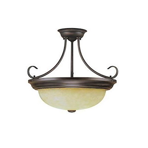 3 Light Semi-Flush Mount-15 Inches Tall and 17 Inches Wide