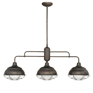 Neo-Industrial - 3 Light Linear Pendant-55 Inches Tall and 10.w5 Inches Wide