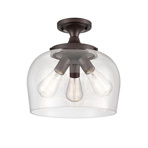 Ashford - 3 Light Semi-Flush Mount-12.5 Inches Tall and 13 Inches Wide - 1156056