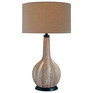 1 Light Table Lamp Fabric Base with Grey Fabric Shade - 30 inches tall by 17 inches wide