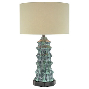1 Light Table Lamp Fabric Base with Light Green Fabric Shade - 26 inches tall by 16 inches wide