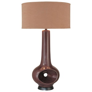 1 Light Table Lamp Fabric Base with Brown Fabric Shade - 35 inches tall by 20 inches wide