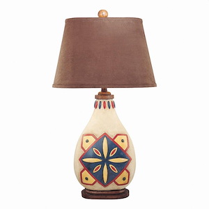 1 Light Table Lamp Fabric Basewith Brown Fabric Shade