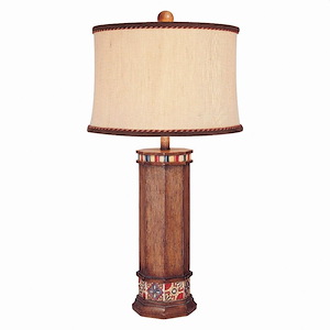 1 Light Table Lamp Fabric Base with Cream Fabric Shade - 16 inches wide