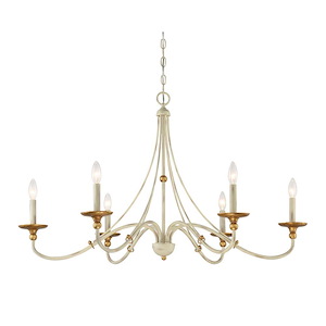 Westchester County - Chandelier 6 Light Sand Coal/Skyline Gold Steel - 24 inches tall by 40 inches wide - 978067
