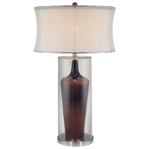1 Light Table Lamp Fabric Base with White Fabric Shade - 33.25 inches tall by 19 inches wide