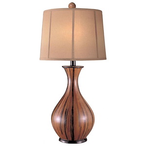 1 Light Table Lamp Fabric Base with Brown Fabric Shade in Traditional Style - 16 inches wide