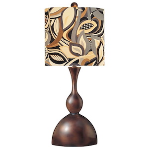 1 Light Table Lamp Fabric Base with Cream/Brown/Black Fabric Shade - 35 inches tall by 8 inches wide