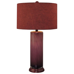 1 Light Table Lamp Fabric Base with Red Fabric Shade - 16 inches wide