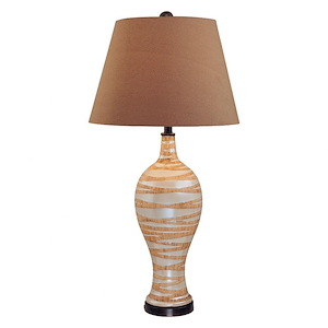 1 Light Table Lamp Fabric Base with Beige Fabric Shade - 34.25 inches tall by 18 inches wide