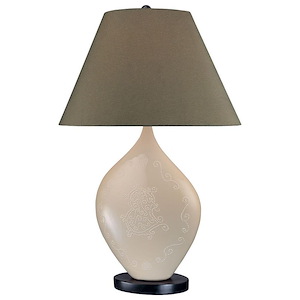 1 Light Table Lamp Fabric Base with Light Green Fabric Shade - 28.25 inches tall by 13 inches wide