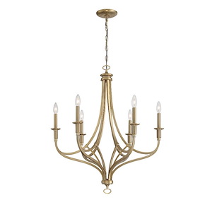 Covent Park - Chandelier 6 Light Brushed H1y Gold Steel - 32 inches tall by 28 inches wide - 1209113