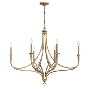 Covent Park - Chandelier 6 Light Brushed Honey Gold Steel - 32 inches tall by 40 inches wide