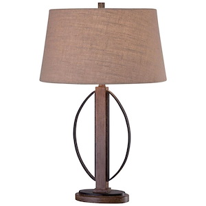 Ambience - 1 Light Table Lamp Fabric Base with Burlap fabric Shade - 27.75 inches tall by 18 inches wide