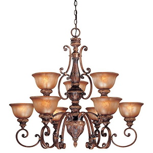 Illuminati - Chandelier 9 Light Bronze in Traditional Style - 33.5 inches tall by 38.75 inches wide