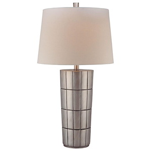 1 Light Table Lamp Fabric Base with White Fabric Shade - 27.25 inches tall by 15 inches wide
