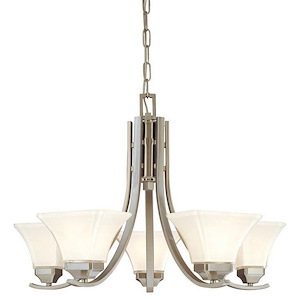 Agilis - Chandelier 5 Light Brushed Nickel in Contemporary Style - 19.5 inches tall by 27 inches wide - 538954