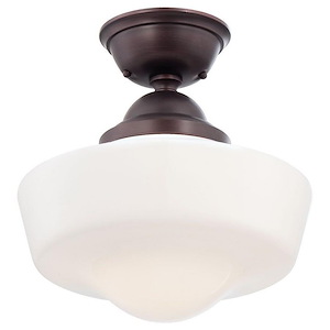 1 Light Semi-Flush Mount in Traditional Style - 14.5 inches tall by 13.75 inches wide