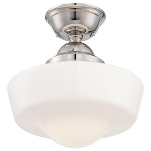 1 Light Semi-Flush Mount in Traditional Style - 14.5 inches tall by 13.75 inches wide