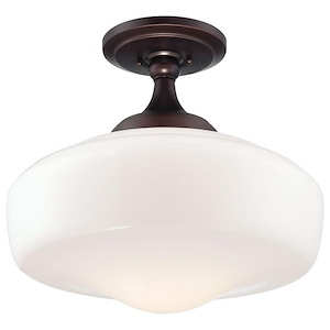 1 Light Semi-Flush Mount in Traditional Style - 15.5 inches tall by 17.25 inches wide