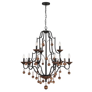 Colonial Charm - 9 Light 2-Tier Chandelier-40 Inches Tall and 33.13 Inches Wide - 1260010