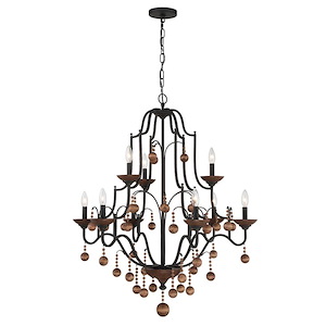 Colonial Charm - 9 Light 2-Tier Chandelier-40 Inches Tall and 33.13 Inches Wide - 1260010