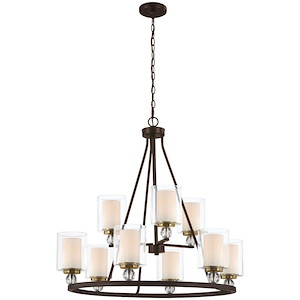 Studio 5 - 2 Tier Chandelier 9 Light Polished Nickel in Transitional Style - 30.5 inches tall by 32 inches wide