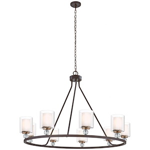 Studio 5 - Chandelier 9 Light Painted Bronze/Natural Brush in Transitional Style - 31 inches tall by 45 inches wide - 699771