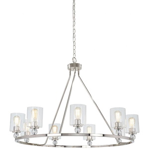 Studio 5 - Chandelier 9 Light Polished Nickel Glass in Transitional Style - 31 inches tall by 45 inches wide - 699770