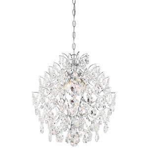 Isabella&#39;s Crown - Mini Chandelier 4 Light Chrome Crystal in Traditional Style - 20.75 inches tall by 18 inches wide
