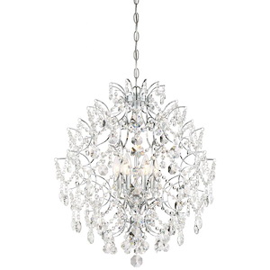 Isabella&#39;s Crown - Chandelier 6 Light Chrome Crystal in Traditional Style - 24.25 inches tall by 22 inches wide