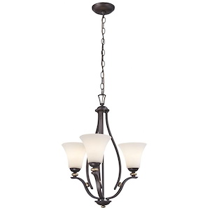 Shadowglen - Chandelier 3 Light Lathan Bronze/Gold in Transitional Style - 23.75 inches tall by 20.25 inches wide - 539023