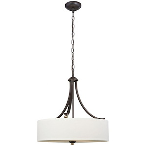 Shadowglen - Pendant 3 Light White Linen Fabric in Transitional Style - 22.75 inches tall by 21.25 inches wide - 1209159
