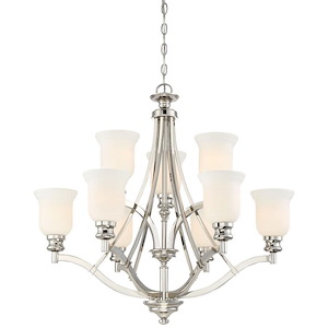 Audrey's Point - Chandelier 9 Light Polished Nickel in Transitional Style - 29.5 inches tall by 31.25 inches wide - 539008