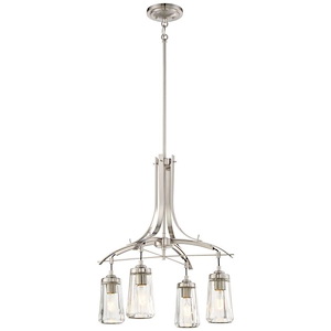 Poleis - Chandelier 4 Light Brushed Nickel in Transitional Style - 23.75 inches tall by 21 inches wide - 539006