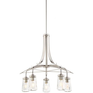 Poleis - Chandelier 5 Light Brushed Nickel in Transitional Style - 26.5 inches tall by 26.5 inches wide - 539005