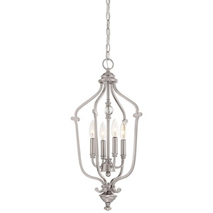 Savannah Row - Chandelier 4 Light Brushed Nickel in Traditional Style - 24.5 inches tall by 13 inches wide