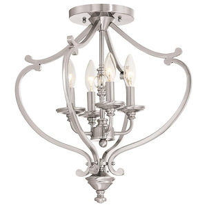 Savannah Row - 4 Light Semi-Flush Mount in Traditional Style - 20.75 inches tall by 18 inches wide