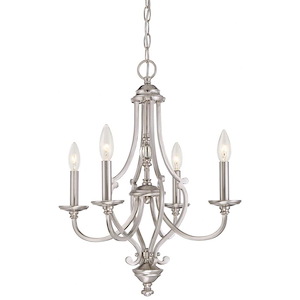 Savannah Row - Chandelier 4 Light Brushed Nickel in Traditional Style - 22.5 inches tall by 20 inches wide