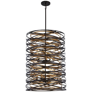 Vortic Flow - 10 Light 2-Tier Pendant in Contemporary Style - 30 inches tall by 21 inches wide