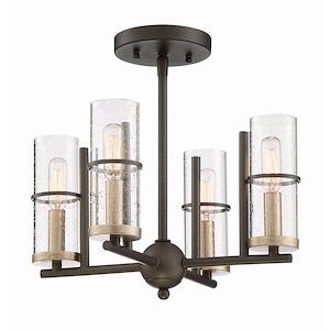 Sussex Court - 4 Light Semi-Flush Mount in Transitional Style - 13.5 inches tall by 14.5 inches wide