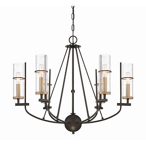 Sussex Court - Chandelier 6 Light Sun Faded Wood/Brushed Nickel in Transitional Style - 22.75 inches tall by 27.75 inches wide