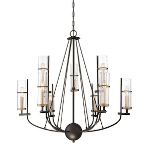 Sussex Court - Chandelier 9 Light Sun Faded Wood/Brushed Nickel in Transitional Style - 31 inches tall by 31 inches wide