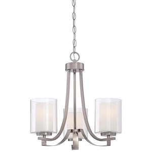 Parsons Studio - Mini Chandelier 3 Light Brushed Nickel in Transitional Style - 18.5 inches tall by 18 inches wide - 539087