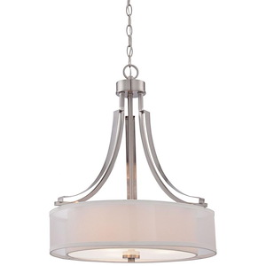 Parsons Studio - Pendant 3 Light Translucent Sliver Linen in Transitional Style - 23.5 inches tall by 20.5 inches wide - 539086